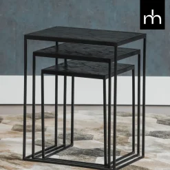 Mangohoutonline Mangohouten Salontafels Dayton Black Set van 3 Mahom