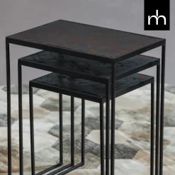 Mangohoutonline Mangohouten Salontafels Dayton Black Set van 3 Mahom