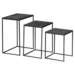 Mangohoutonline Mangohouten Salontafels Dayton Black Set van 3 Mahom