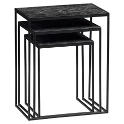 Mangohoutonline Mangohouten Salontafels Dayton Black Set van 3 Mahom