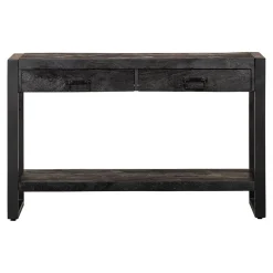 Mangohoutonline Mangohouten Sidetable Britt Black 2 lades 120 cm Mahom