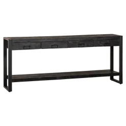 Mangohoutonline Mangohouten Sidetable Britt Black 4 lades 180 cm Mahom