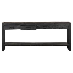 Mangohoutonline Mangohouten Sidetable Britt Black 4 lades 180 cm Mahom