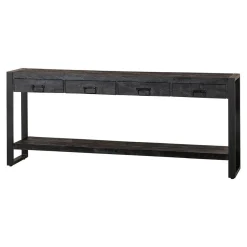 Mangohoutonline Mangohouten Sidetable Britt Black 4 lades 180 cm Mahom