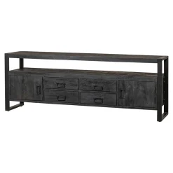 Mangohoutonline Mangohouten TV Meubel Britt Black 220 cm Mahom