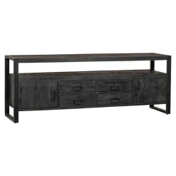 Mangohoutonline Mangohouten TV Meubel Britt Black 220 cm Mahom
