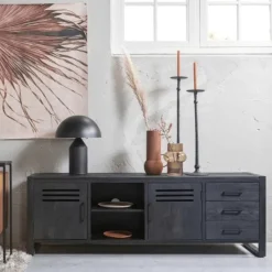 Mangohoutonline Mangohouten TV Meubel Henderson Black 180 cm Mahom