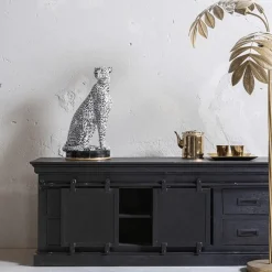 Mangohoutonline Mangohouten TV Meubel Portland Black 240 cm Mahom