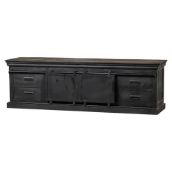 Mangohoutonline Mangohouten TV Meubel Portland Black 140 cm Mahom