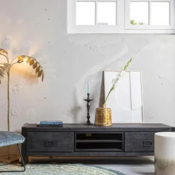 Mangohoutonline Mangohouten TV meubel Stockton Black 200 cm Mahom