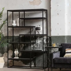 Mangohoutonline Mangohouten Vakkenkast Chicago Black 80 cm Mahom