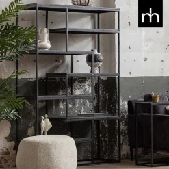 Mangohoutonline Mangohouten Vakkenkast Chicago Black 80 cm Mahom