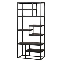 Mangohoutonline Mangohouten Vakkenkast Chicago Black 80 cm Mahom