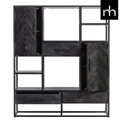 Mangohoutonline Mangohouten Vakkenkast Toronto Black 120 cm Mahom