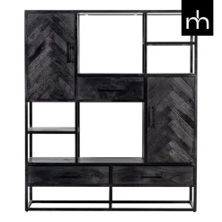 Mangohoutonline Mangohouten Vakkenkast Toronto Black 120 cm Mahom