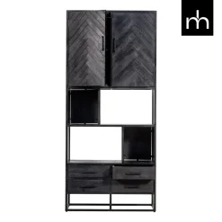 Mangohoutonline Mangohouten Vakkenkast Toronto Black 90 cm Mahom