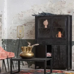 Mangohoutonline Mangohouten Vitrinekast Britt Black Mahom