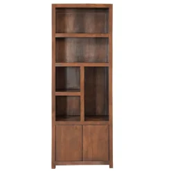 Mangohoutonline Mangohouten Wandkast Phoenix 80 cm Walnoot Mahom (5 open vakken, 2 deuren)