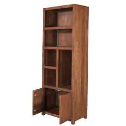 Mangohoutonline Mangohouten Wandkast Phoenix 80 cm Walnoot Mahom (5 open vakken, 2 deuren)