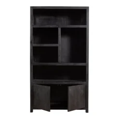 Mangohoutonline Mangohouten Wandkast Phoenix 120 cm Mahom (5 open vakken, 2 deuren)