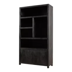 Mangohoutonline Mangohouten Wandkast Phoenix 120 cm Mahom (5 open vakken, 2 deuren)