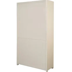 Mangohoutonline Mangohouten Wandkast Phoenix 120 cm Crème Mahom (5 open vakken, 2 deuren)
