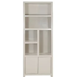 Mangohoutonline Mangohouten Wandkast Phoenix 80 cm Crème Mahom (5 open vakken, 2 deuren)