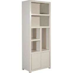 Mangohoutonline Mangohouten Wandkast Phoenix 80 cm Crème Mahom (5 open vakken, 2 deuren)