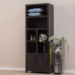 Mangohoutonline Mangohouten Wandkast Phoenix 80 cm Mahom (5 open vakken, 2 deuren)