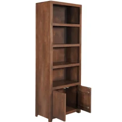 Mangohoutonline Mangohouten Wandkast Phoenix 80 cm Walnoot Mahom (4 open vakken, 2 deuren)