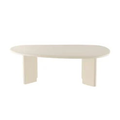 Mangohoutonline Salontafel Organisch Savannah Microcement Paneelpoot 120 cm Beige Mahom