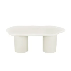 Mangohoutonline Salontafel Organisch Savannah Microcement Cilinderpoot 120 cm Wit Mahom