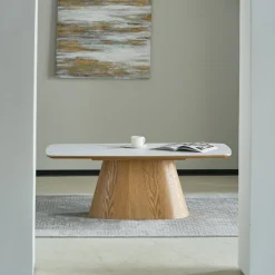 Mangohoutonline Salontafel Santiago Woodvineer 120 cm Mahom