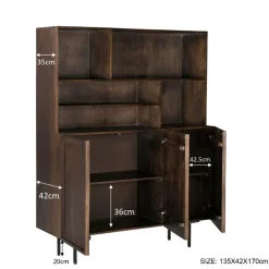 Mangohoutonline Wandkast Elan Brown 135 cm