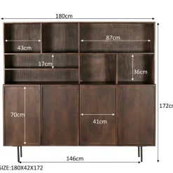 Mangohoutonline Wandkast Elan Brown 180 cm