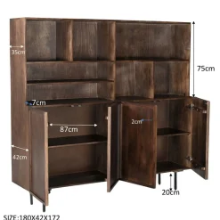 Mangohoutonline Wandkast Elan Brown 180 cm