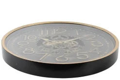 Mangohoutonline Wandklok Tasma L zwart/goud Ø70cm